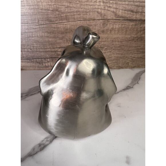 Vtg Elephant Bookend Doorstop Paperweight MCM Silver Gold Trunk Up Elephant - Picture 6 of 16